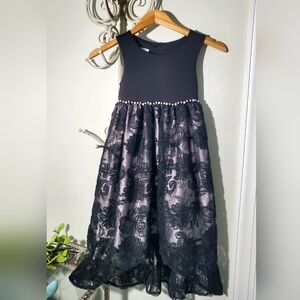 Bonnie Jean Elegant Black Lace Kids Formal Dress Size 6X